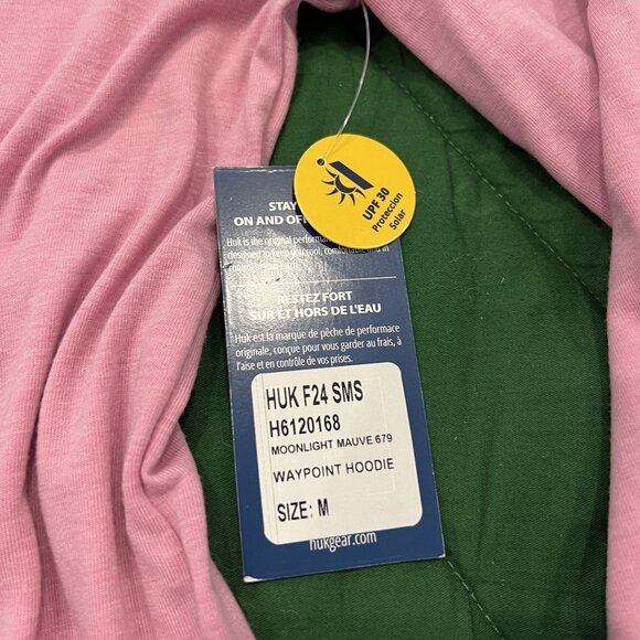 Huk Fishing Womens Medium Pink Waypoint Hoodie Moonlight Mauve UPF 30 - Picture 4 of 4